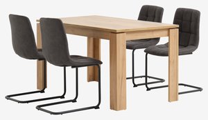 LINTRUP D140 stôl dub + 4 HURUP stoličky sivá