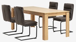 Table LINTRUP L190/280 chêne + 4 chaises ULSTRUP anthracite