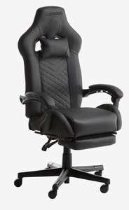 Chaise gaming HALLUM a/support pour jambes similicuir noir