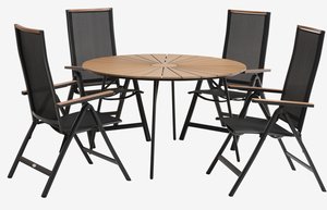 RANGSTRUP Ø130 Tisch natur/schwarz + 4 BREDSTEN Stuhl