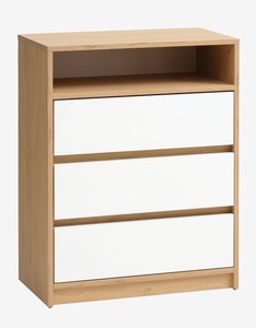 3 drawer chest BILLUND white/oak