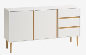 Sideboard FENSMARK 2 doors 3 drawers wht/oak