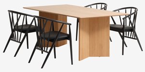 VESTERBORG L200 Tisch + 4 ARNBORG Stühle schwarz