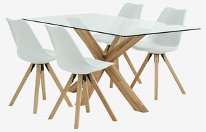 AGERBY C160 mesa carvalho + 4 BLOKHUS cadeiras branco