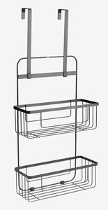 Shelf NACKA with multi hanging hooks black