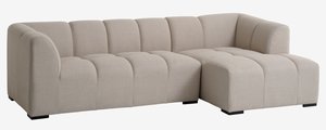 Sofa ALLESE chaise longue right beige fabric