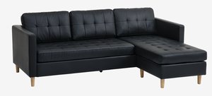 Sofa FALSLEV chaise longue black faux leather