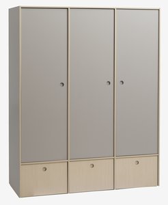 Kleiderschrank ANNISSE 160x200 3 Türen grau/natur