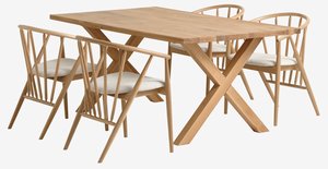 GRIBSKOV L180 table oak + 4 ARNBORG chairs oak