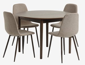 MARSTRAND D110 table dark oak + 4 JONSTRUP beige