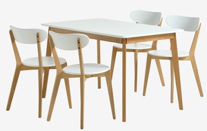 JEGIND Μ130 τραπέζι λευκό + 4 JEGIND καρέκλες λευκό