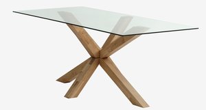 Dining table AGERBY 90x190 glass/oak