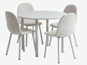 HANSTED D100 table warm grey + 4 EJSTRUP chairs beige