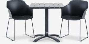 HOBRO L70 table + 2 SANDVED chaises noir