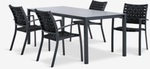 LANGET Μ207 τραπέζι + 4 JEKSEN καρέκλες μαύρο