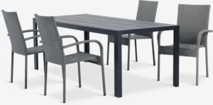 PINDSTRUP L205 table + 4 GUDHJEM chaises gris