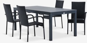 VATTRUP L206/319 tafel + 4 GUDHJEM stoelen zwart
