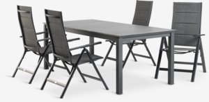 MOSS L214/315 bord grå + 4 MYSEN stol grå