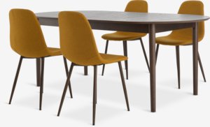 MARSTRAND L200 table dark oak + 4 JONSTRUP chairs curry