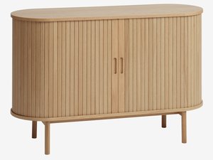 Kredens LYNGVIG 120 cm 2 drzwi roletowe naturalny dąb