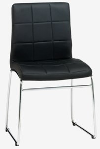 Sandalye HAMMEL siyah suni deri/krom