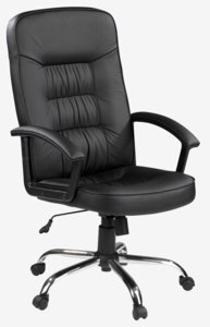 Καρέκλα γραφείου SKODSBORG μαύρη δερματίνη/χρώμιο