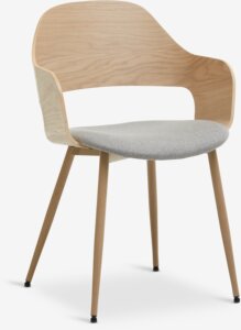 Dining chair HVIDOVRE light oak/light grey fabric