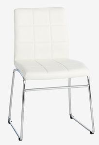 Sandalye HAMMEL beyaz suni deri/krom