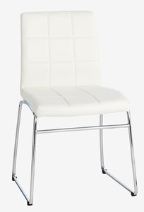 Chaise HAMMEL similicuir blanc/chrome