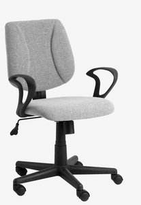 Chaise de bureau professionnelle RUNGSTED tissu gris/noir