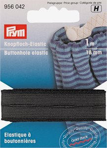 Knapphullsstrikk 18mm 1m/pk svart