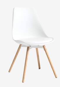 Blagovaonska stolica KASTRUP bijela/hrast