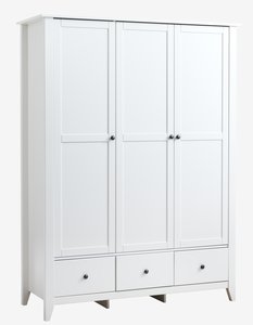 Wardrobe NORDBY 150x200 3 doors 3 drawers white